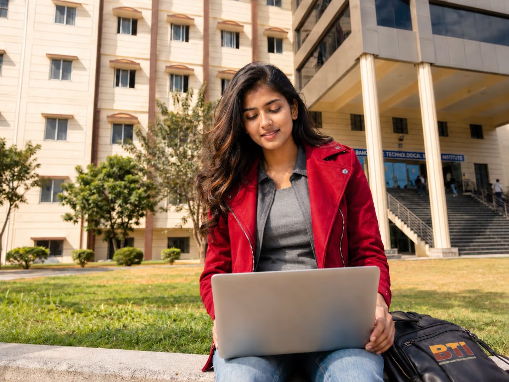 BTI student on campus